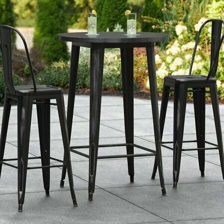 LANCASTER TABLE & SEATING Alloy Series 30'' Round Distressed Black Bar Height Outdoor Table 164BA30RDBKD